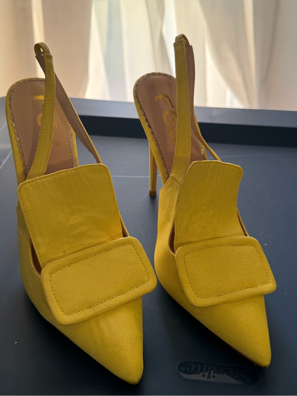 Yellow Women's Pointed Slingback Heels